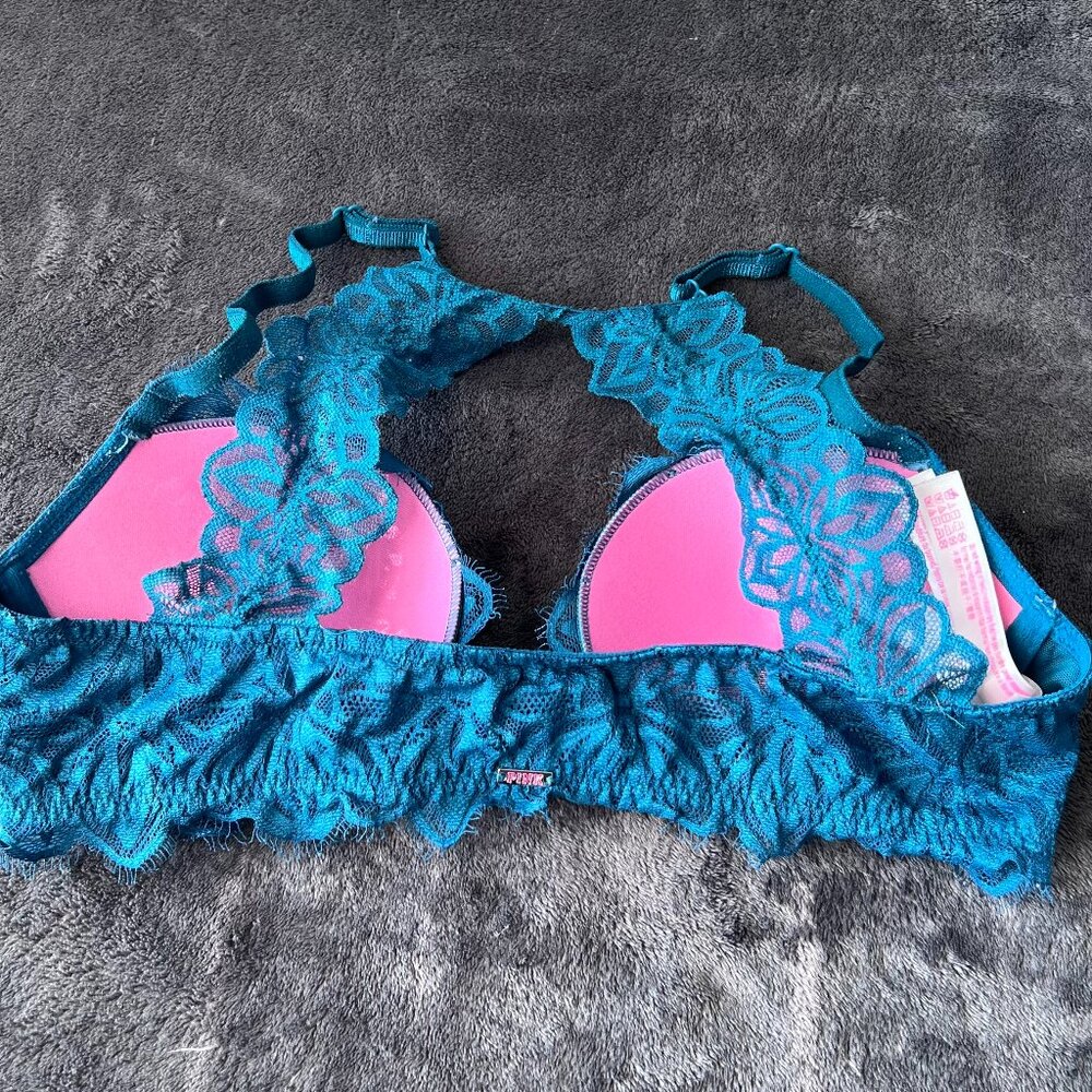 Pink by Victoria Secret Sexy‎ Tee Lightly Lined Front-Close Lace Demi Bra in 34B - Picture 2 of 5